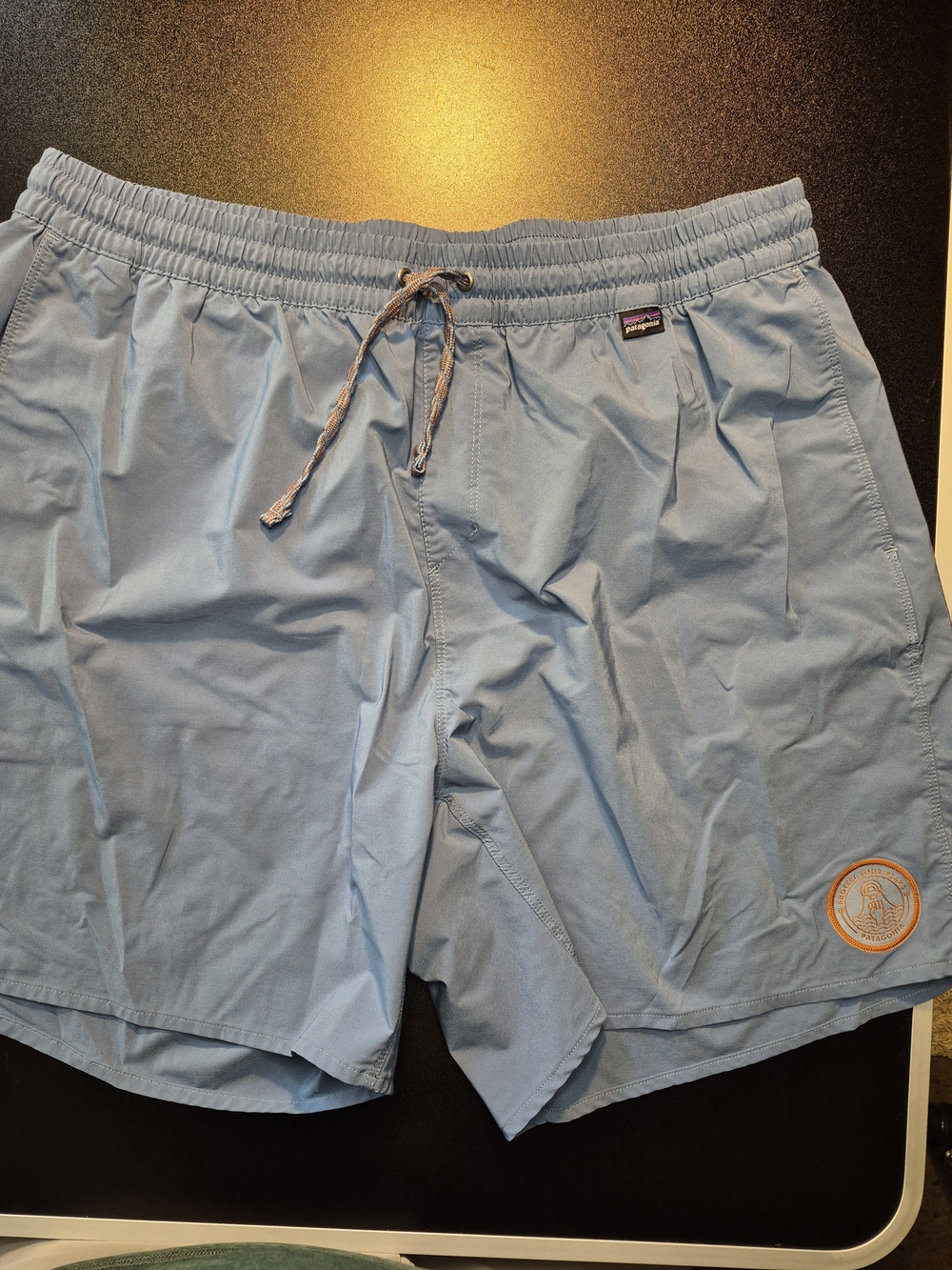 Patagonia Men’s Light Blue Hybrid Shorts with Drawcord